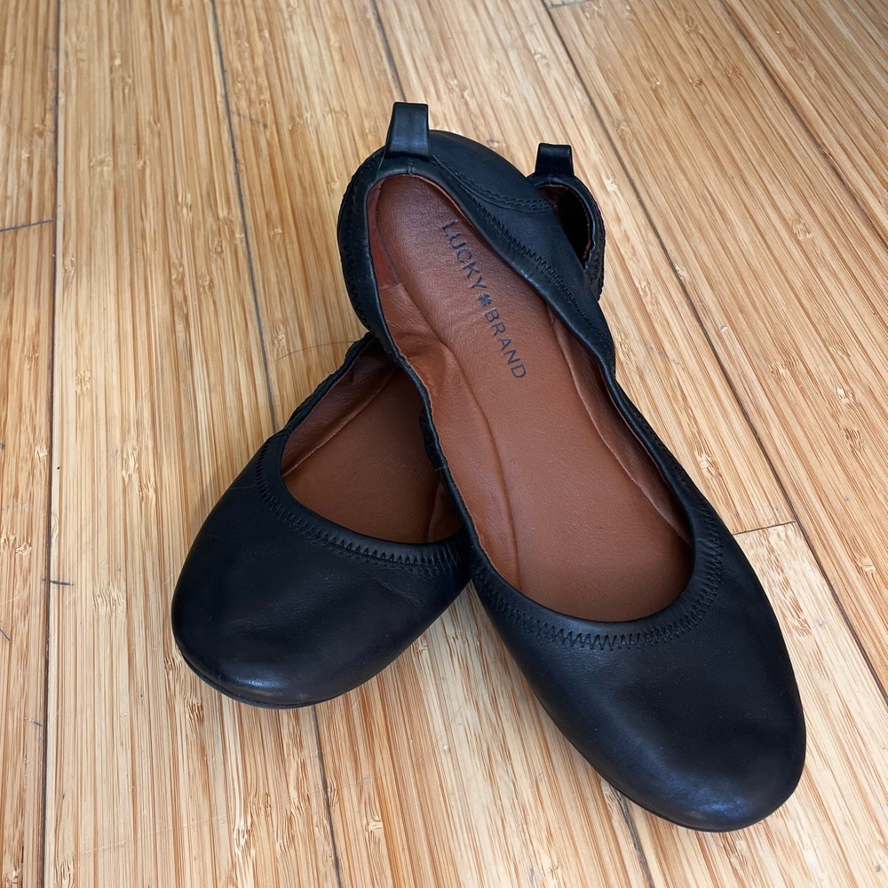 Lucky Brand Black Emmie Ballet Leather Flat